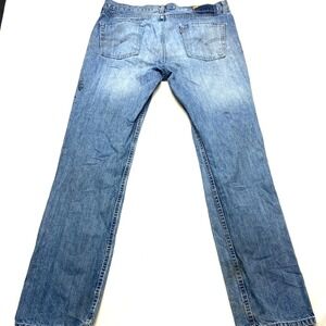 THRASHED Levi's Jeans Mens 36x33 Blue Denim Distressed Straight Leg Mid-Rise